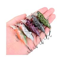 Isca De Pesca Grasshopper 5 Peças, Inseto Plástico Wobbler, Isca Dura Artificial, Crankbait Para