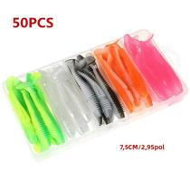 Isca De Pesca Macia 50pcs T Tail Spinner Paddle Tail Worm Bait Para Carpas E Black Bass De Água Doce