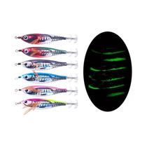 Isca Luminosa Para Lula 6pcs Isca Horizontal Para Camarão Do Mar Para Pesca Noturna Com Gancho Para