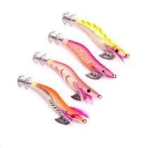 Iscas De Pesca De Madeira 8.5CM 4PCS Camarão Polvo Lula Ganchos De Jig 7.3G
