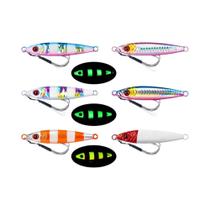 Iscas De Pesca Luminosas De Metal 6 Peças 7-100g Olhos 3D Afundamento Lento Anzol Duplo Isca