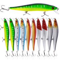 Iscas de pesca Sougayilang Hard Bait Minnow Crankbait 10 unidades Iscas de pesca Sougayilang Hard Bait Minnow Crankbait 10 unidades