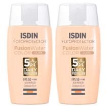 Isdin Fusion Water 5 Stars Color Kit com 2 Unidades Protetor Solar Facial com Cor FPS50 50ml Clara Isdin Fusion Water 5 Stars Color Kit com 2 Unidades Protetor Solar Facial com Cor FPS50 50ml Clara