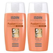 Isdin Fusion Water 5 Stars Color Kit com 2 Unidades Protetor Solar Facial com Cor FPS50 50ml Escura