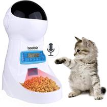 Iseebiz Automatic Cat Feeder 3L Pet Food Dispenser Feeder para cão gato médio e grande 4 farinha, gravador de voz e temporizador programável, controle de porção