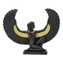 Isis Deusa Egípcia Amor Fertilidade Resina Preta C/ Dourado - M3 Decoração
