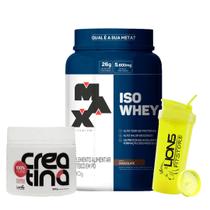 ISO WHEY 900G - MAX TITANIUM + CREATINA 100% Pura Lavite 200g + COQUETELEIRA COR SORTIDA 700 ML