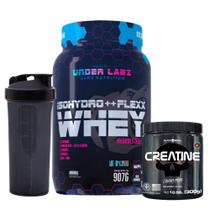 Isohydro ++ Flexx Whey 907g - Under Labz - 907g + Creatina Pura - 300g - Black Skull + Coqueteleira