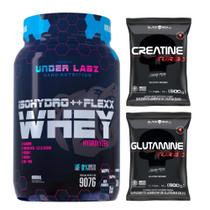 Isohydro ++ Flexx Whey - 907g Under Labz + Creatina Turbo 500g + Glutamina Turbo 500g - Black Skull