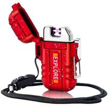 Isqueiro Arc LCFun à prova de vento à prova de vento USB recarregável vermelho
