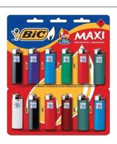 Isqueiro Bic Maxxi Grande Original Cartela Com 12 Unidades