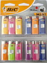 Isqueiro bic mini cartela 12 unidades coloridas Isqueiro bic mini cartela 12 unidades coloridas