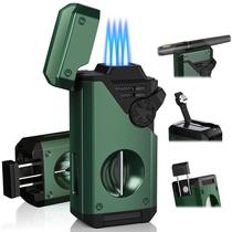 Isqueiro COOLRISE 5 em 1 4 jatos à prova de vento com cortador verde