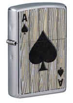 Isqueiro de Bolso Zippo Ace of Spades Cromado à Prova de Vento Isqueiro de Bolso Zippo Ace of Spades Cromado à Prova de Vento