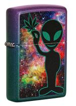 Isqueiro de bolso Zippo Alien Galaxy Design Roxo Iridescente Isqueiro de bolso Zippo Alien Galaxy Design Roxo Iridescente