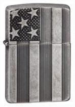 Isqueiro de bolso Zippo Armor American Flag Antique Silver Isqueiro de bolso Zippo Armor American Flag Antique Silver
