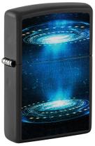 Isqueiro de bolso Zippo Black Light UFO Flame Design preto fosco