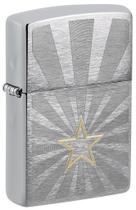 Isqueiro de bolso Zippo com design de estrela e acabamento cromado escovado Isqueiro de bolso Zippo com design de estrela e acabamento cromado escovado