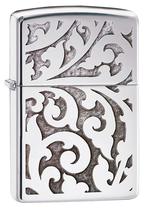Isqueiro de bolso Zippo com design de filigrana de alto polimento Isqueiro de bolso Zippo com design de filigrana de alto polimento
