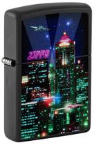 Isqueiro de bolso Zippo Cyber City Design preto fosco Isqueiro de bolso Zippo Cyber City Design preto fosco