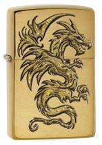 Isqueiro de bolso Zippo Dragon Design em latão escovado