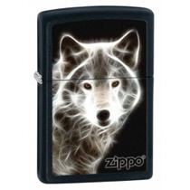 Isqueiro de Bolso Zippo Ghostly Wolf Preto Fosco à Prova de Vento