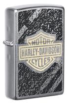 Isqueiro de bolso Zippo Harley-Davidson em fibra de carbono cromado acetinado Isqueiro de bolso Zippo Harley-Davidson em fibra de carbono cromado acetinado
