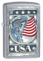 Isqueiro de bolso Zippo Liberty Flag Street Chrome 75666 Isqueiro de bolso Zippo Liberty Flag Street Chrome 75666