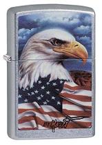 Isqueiro de bolso Zippo Mazzi Bald Eagle com bandeira Street Chrom