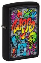 Isqueiro de bolso Zippo Street Art Design preto fosco