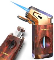 Isqueiro de butano Jaerdhs com cortador em V, chama a jato à prova de vento