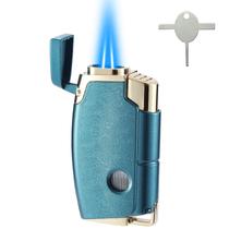 Isqueiro de butano Yeuligo Double Torch Jet à prova de vento azul Isqueiro de butano Yeuligo Double Torch Jet à prova de vento azul