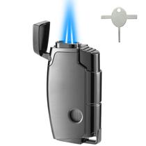 Isqueiro de butano Yeuligo Double Torch Jet à prova de vento preto Isqueiro de butano Yeuligo Double Torch Jet à prova de vento preto
