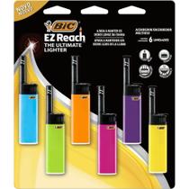 Isqueiro Descartável BIC EZ Reach - Cartela com 6 Unidades