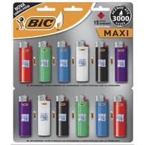 ISQUEIRO DESCARTAVEL BIC MAXI A GAS CARTELA Com 12 Unidades