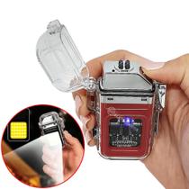 Isqueiro Elétrico A Prova De Vento Com Lanterna Iluminação Forte, Médio e Strobo Recarregável TB1906
