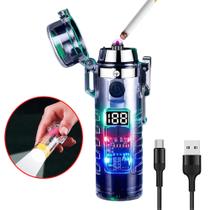 Isqueiro Elétrico A Prova De Vento Recarregável Com Lanterna Micro Usb Design Lindo Degradê HB2561