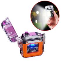 Isqueiro eletrico a prova de vento recarregavel lanterna 3 iluminacao de alto brilho tb1905
