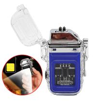 Isqueiro Elétrico Plasma Recarregável Cabo USB Com Lanterna A Prova De Vento TB1906