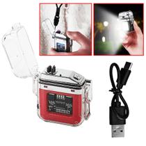 Isqueiro Elétrico Plasma Recarregável USB Com Lanterna A Prova De Vento Futuristico TB1905