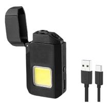 Isqueiro Elétrico Recarregável Com Lanterna Led Usb 7 Cm Isqueiro Elétrico Recarregável Com Lanterna Led Usb 7 Cm