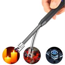 Isqueiro Elétrico USB Recarregável Sem Chama Acendedor Elétrico para Fogão, Velas e Churrasqueira Ponta Flexível 360 Antivento