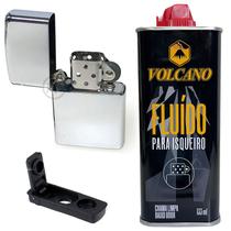 Isqueiro em Metal Clássico com Vedação e Fluido Volcano de 133ml (Cromo) Isqueiro em Metal Clássico com Vedação e Fluido Volcano de 133ml (Cromo)
