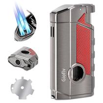 Isqueiro Gioflv Windproof Triple Jet Flame com suporte