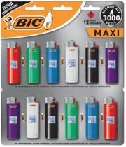 ISQUEIRO GRANDE BIC MAXI Cartela com 12 Isqueiros