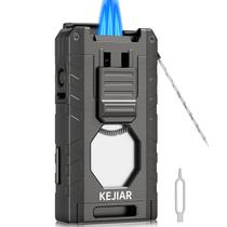 Isqueiro KEJIAR 3 Jet Flame Butane com perfurador e cortador cinza