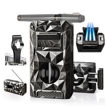 Isqueiro Kirenp 5 em 1 com cortador em V, suporte, furador e muito mais