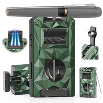 Isqueiro Kirenp 5 em 1 V-Cutter Triple Jet Flames cinza-verde Isqueiro Kirenp 5 em 1 V-Cutter Triple Jet Flames cinza-verde