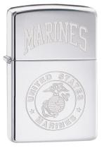 Isqueiro Mecânico Zippo USMC Marines Logo Cromo Alto Brilho Isqueiro Mecânico Zippo USMC Marines Logo Cromo Alto Brilho