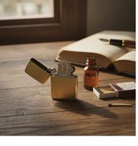 Isqueiro metal recarregável de fluido pavio e pedra (vazio descarregado) Cor:Dourado